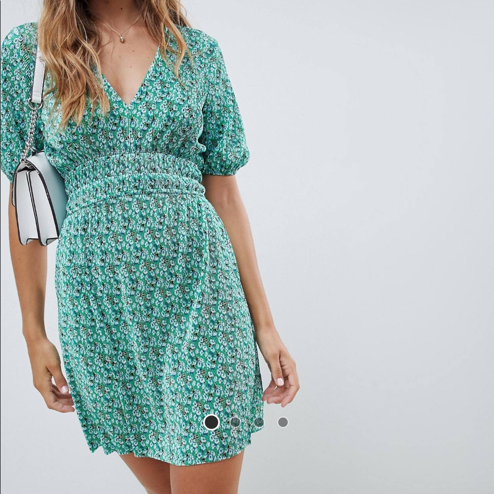 ASOS DESIGN plisse dress w/ shirred waist